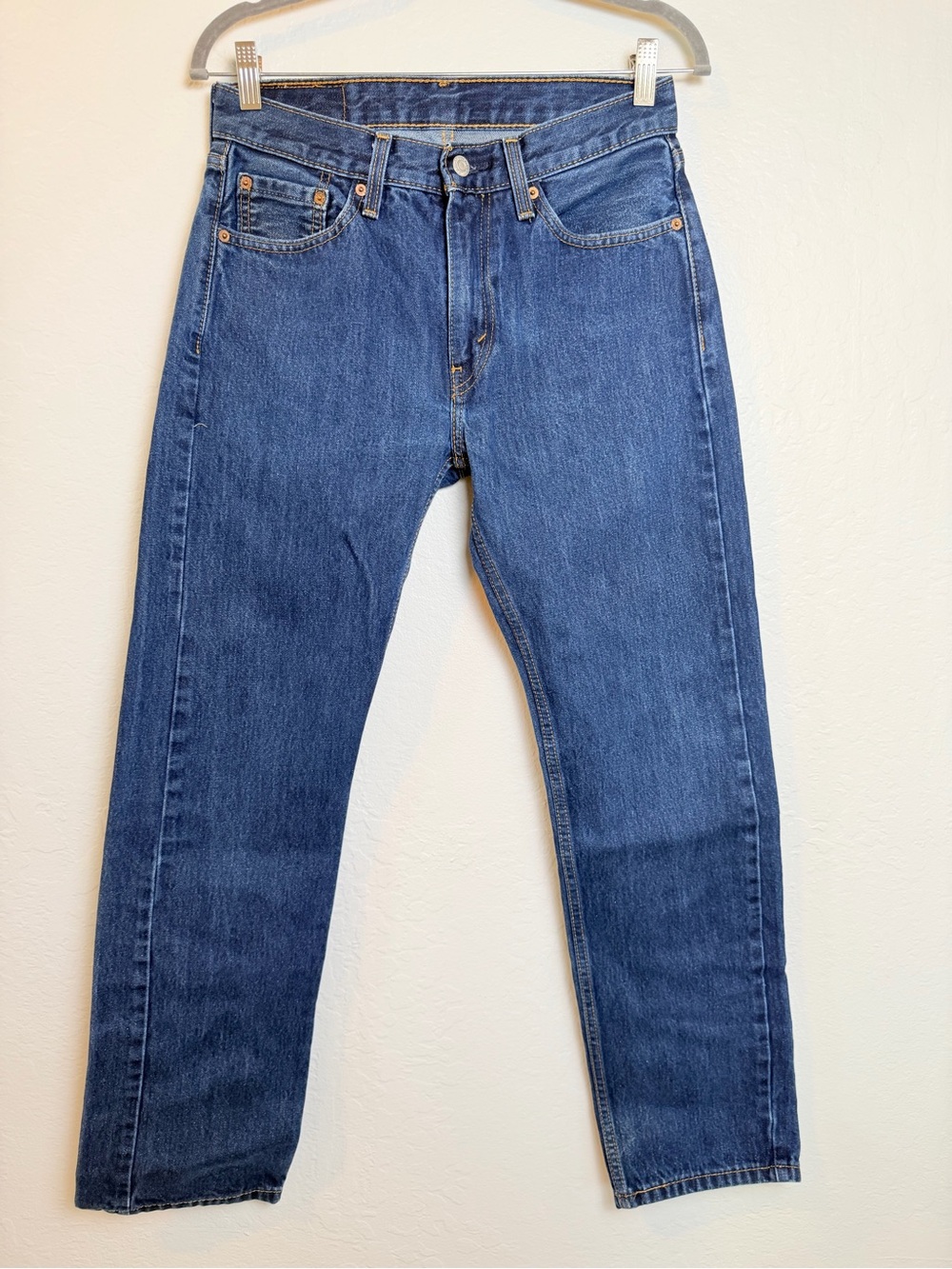 Levi's 505 Men's Straight Fit Dark Wash Blue Jeans 30x32